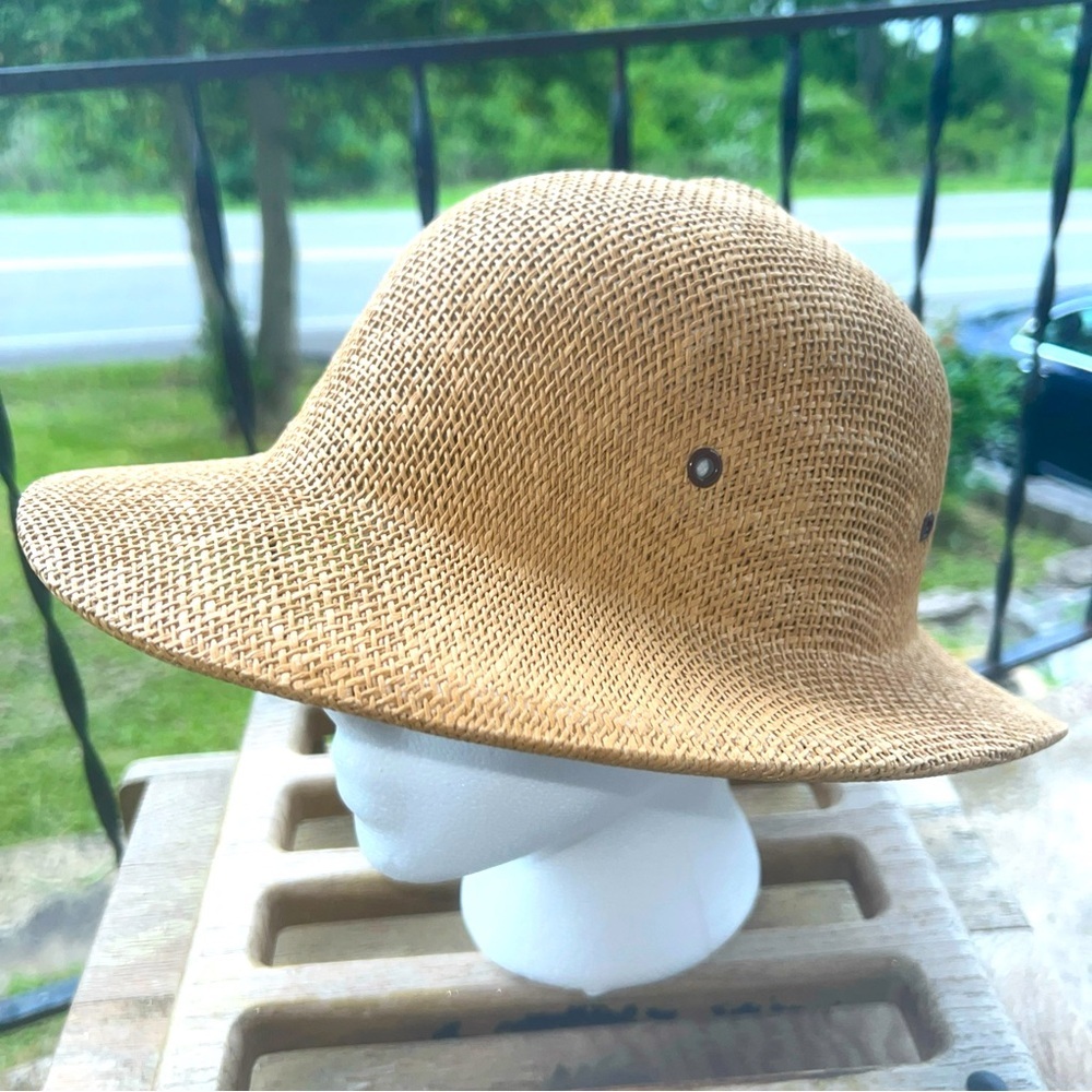 Woven SafariHelmet VTG Adjustable Tan Beekeeper Hat Retro Utility 1980s
